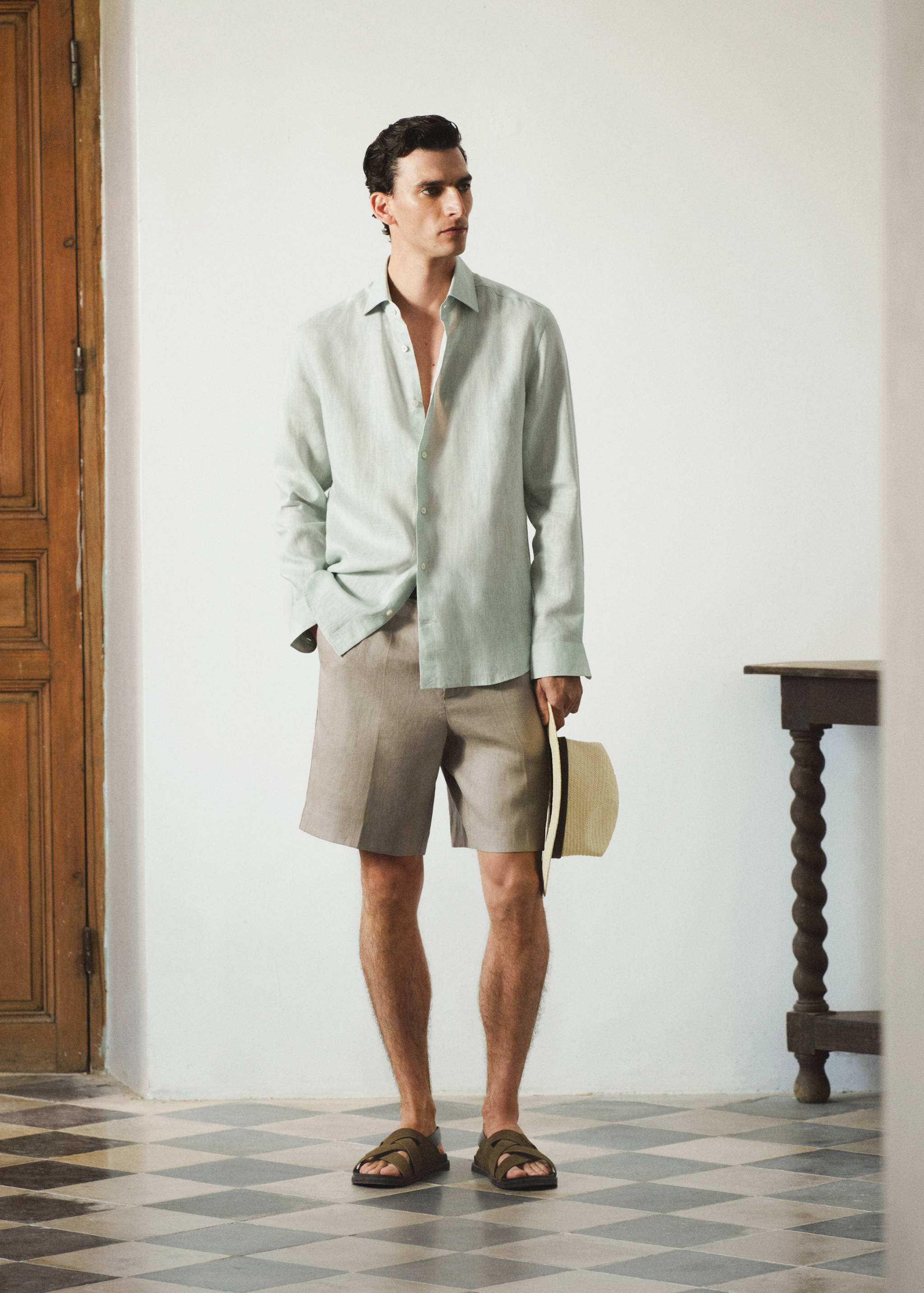 Bermuda slim-fit 100 % lin - Détail de l'article 5