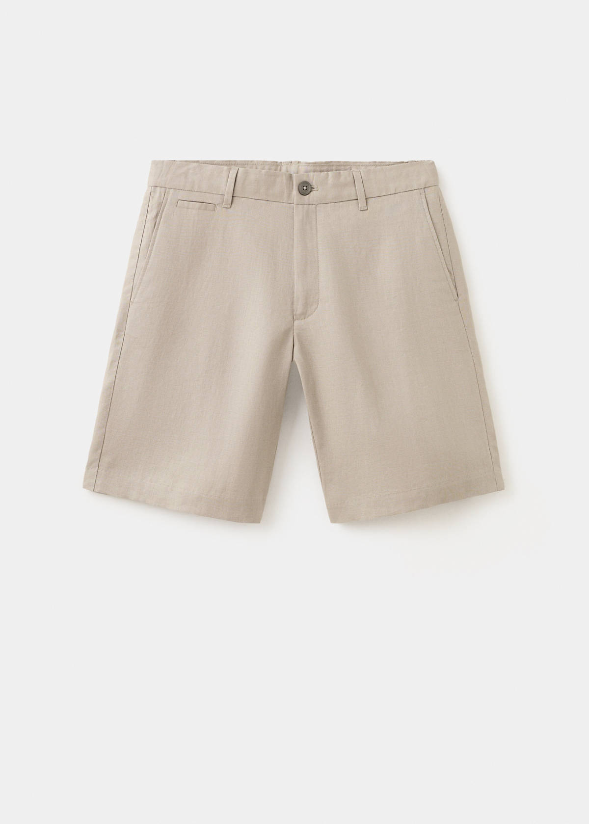 Slim-fit 100% linen bermuda shorts — Medium Brown