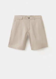 Slim-fit 100% linen bermuda shorts — Medium Brown 8