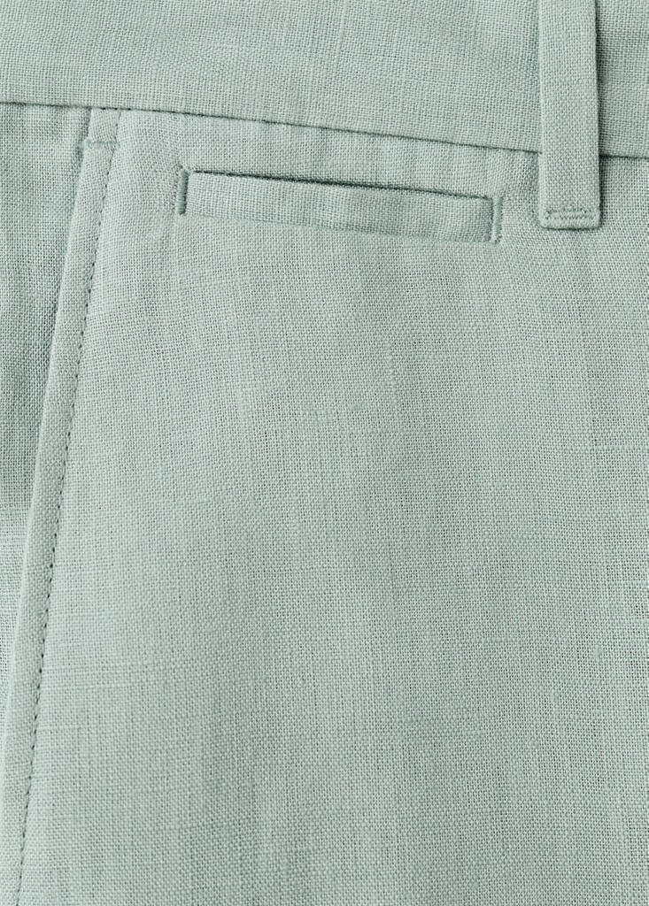 Slim-fit 100% linen bermuda shorts — Emerald Green