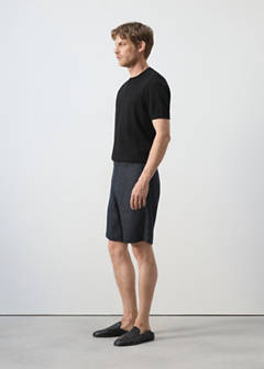 Slim-fit 100% linen bermuda shorts — Navy 5