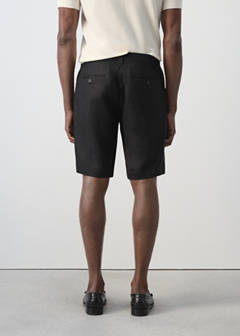 Slim-fit 100% linen bermuda shorts — Black 3