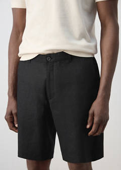 Slim-fit 100% linen bermuda shorts — Black 4