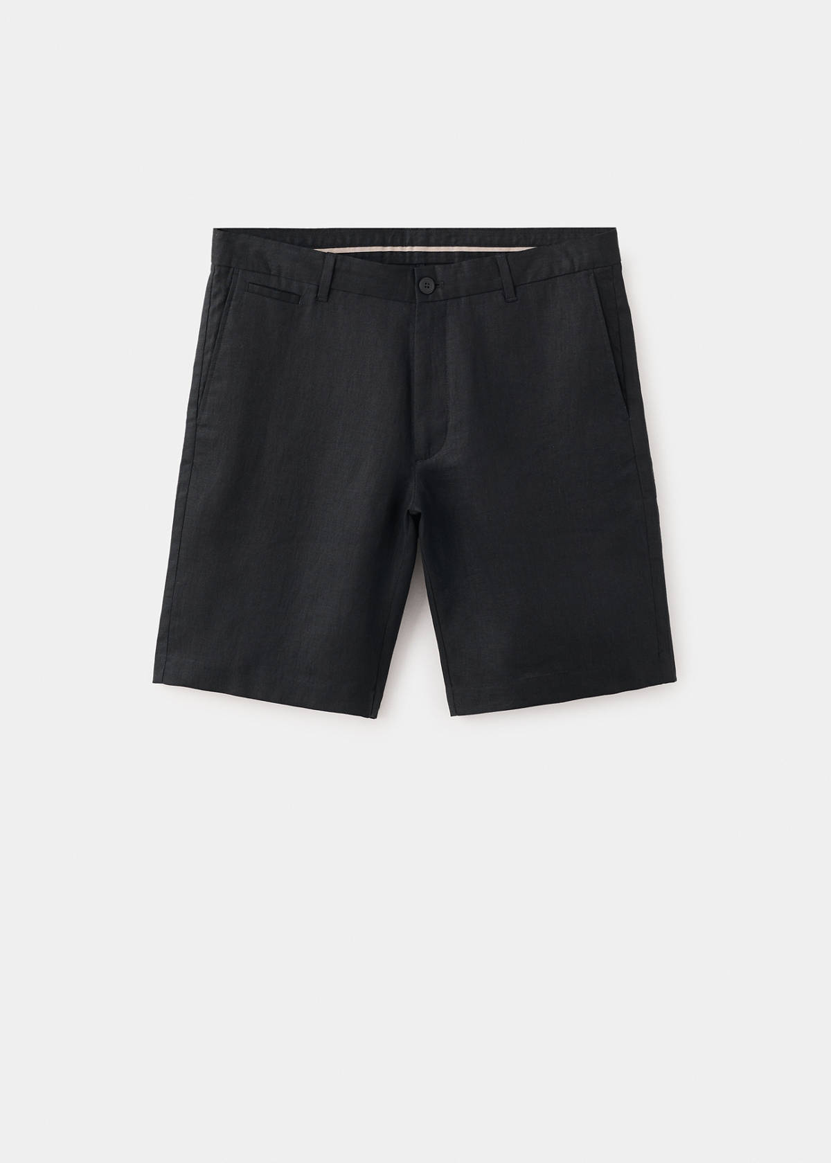 Slim-fit 100% linen bermuda shorts — Black