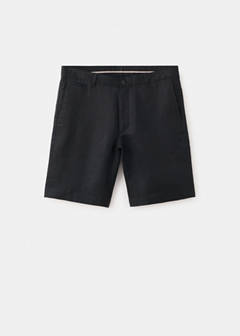 Slim-fit 100% linen bermuda shorts — Black 7