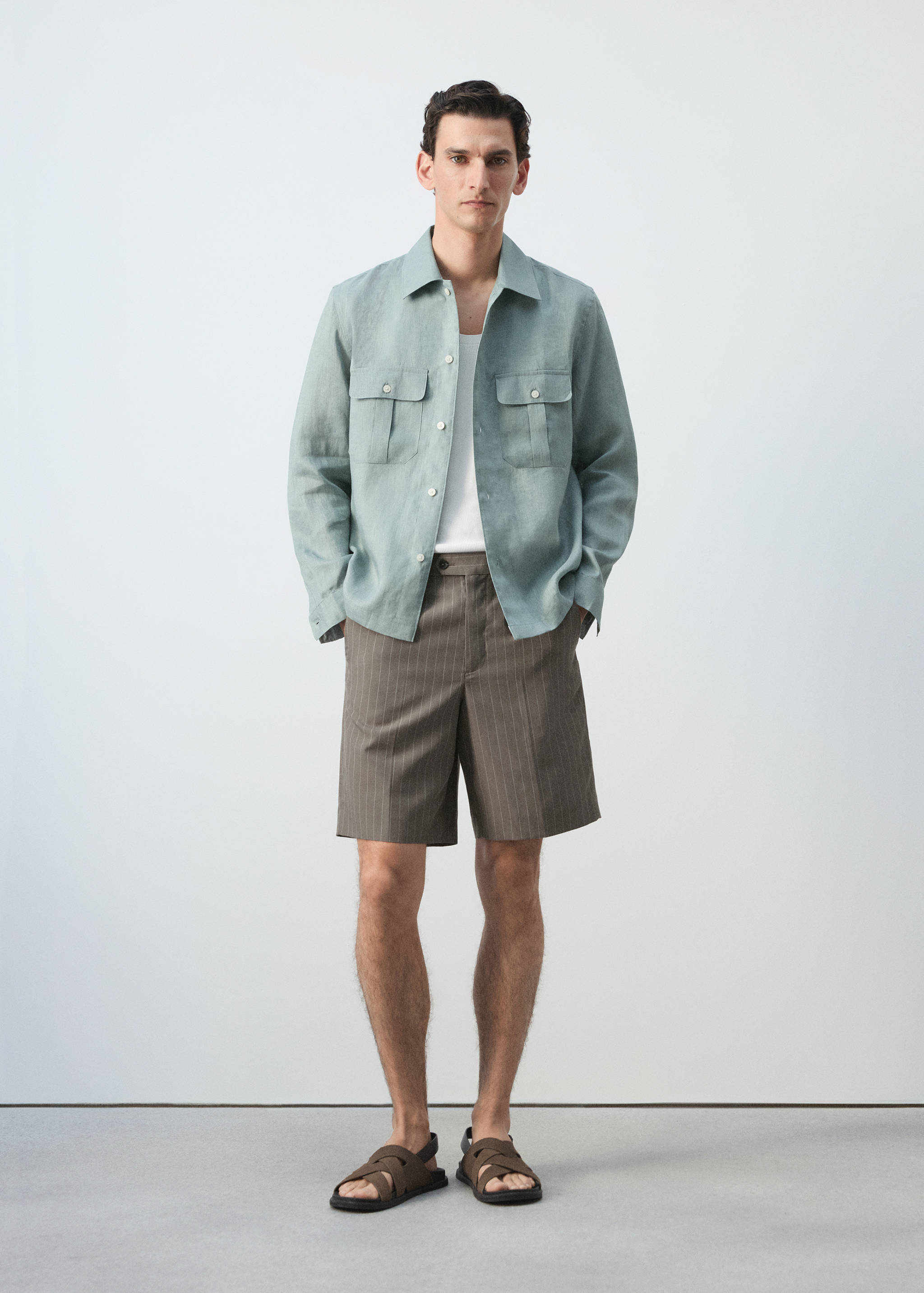 Bermudas lino lyocell rayas - Plano general