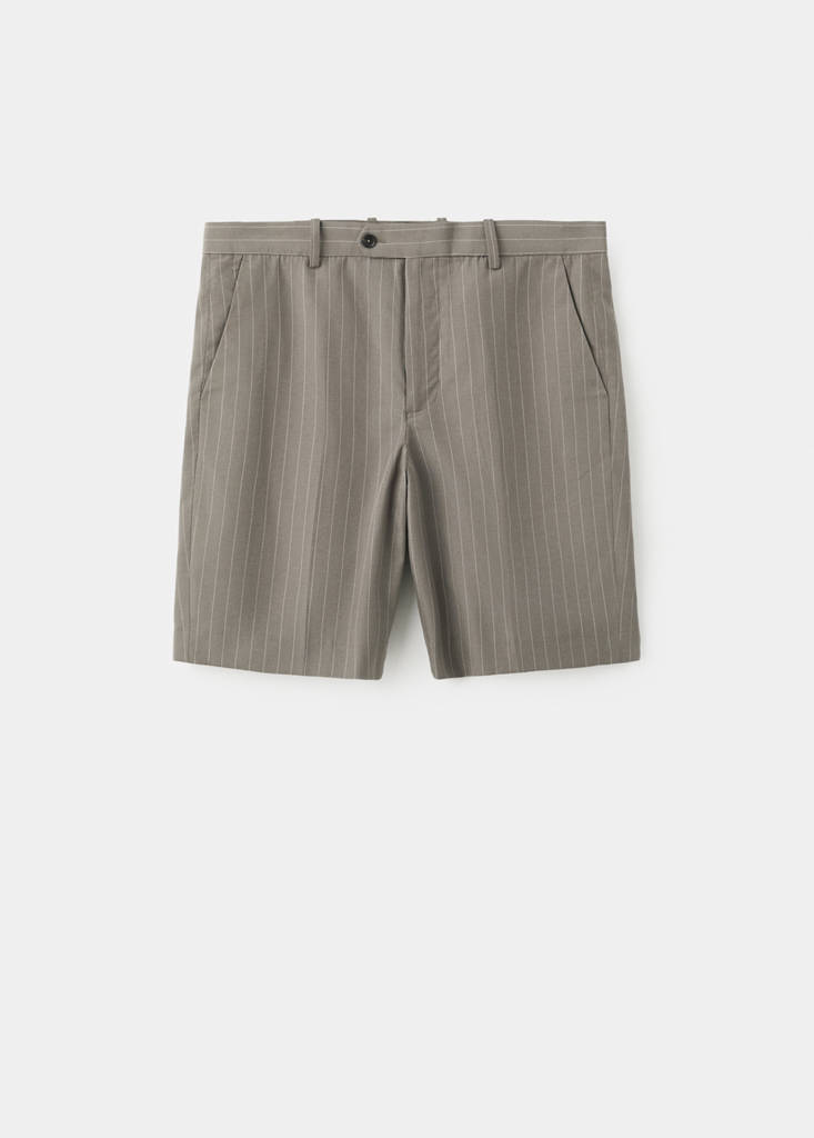 Lyocell blend striped bermuda shorts — Mink Grey