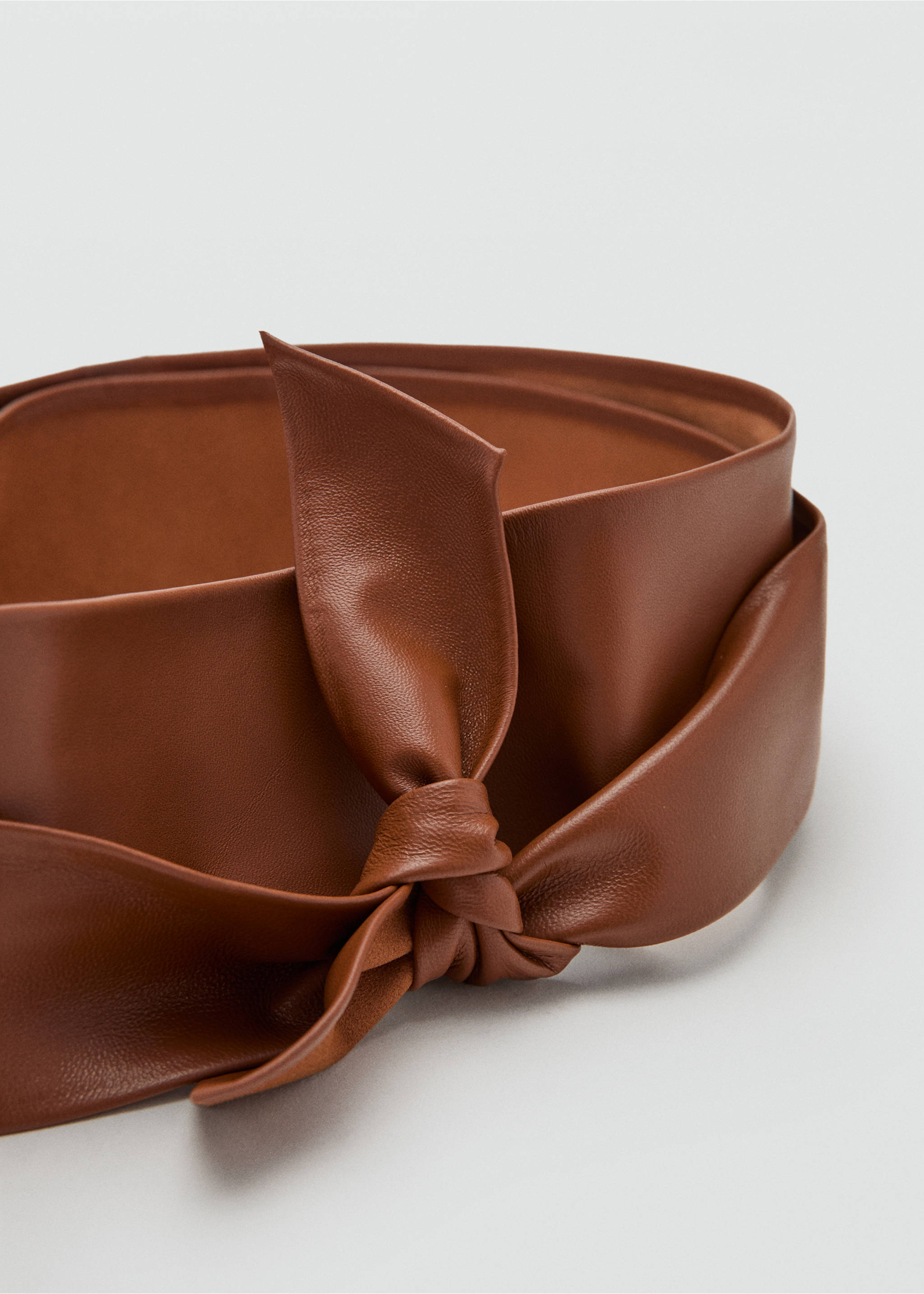 Leather obi belt - Medium plane, Brown. Ref: 37051337-00.