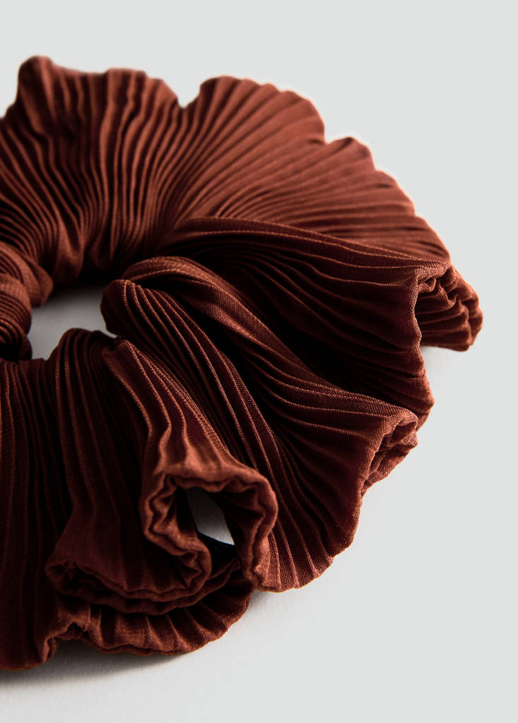 Pleated scrunchie — Burnt Orange