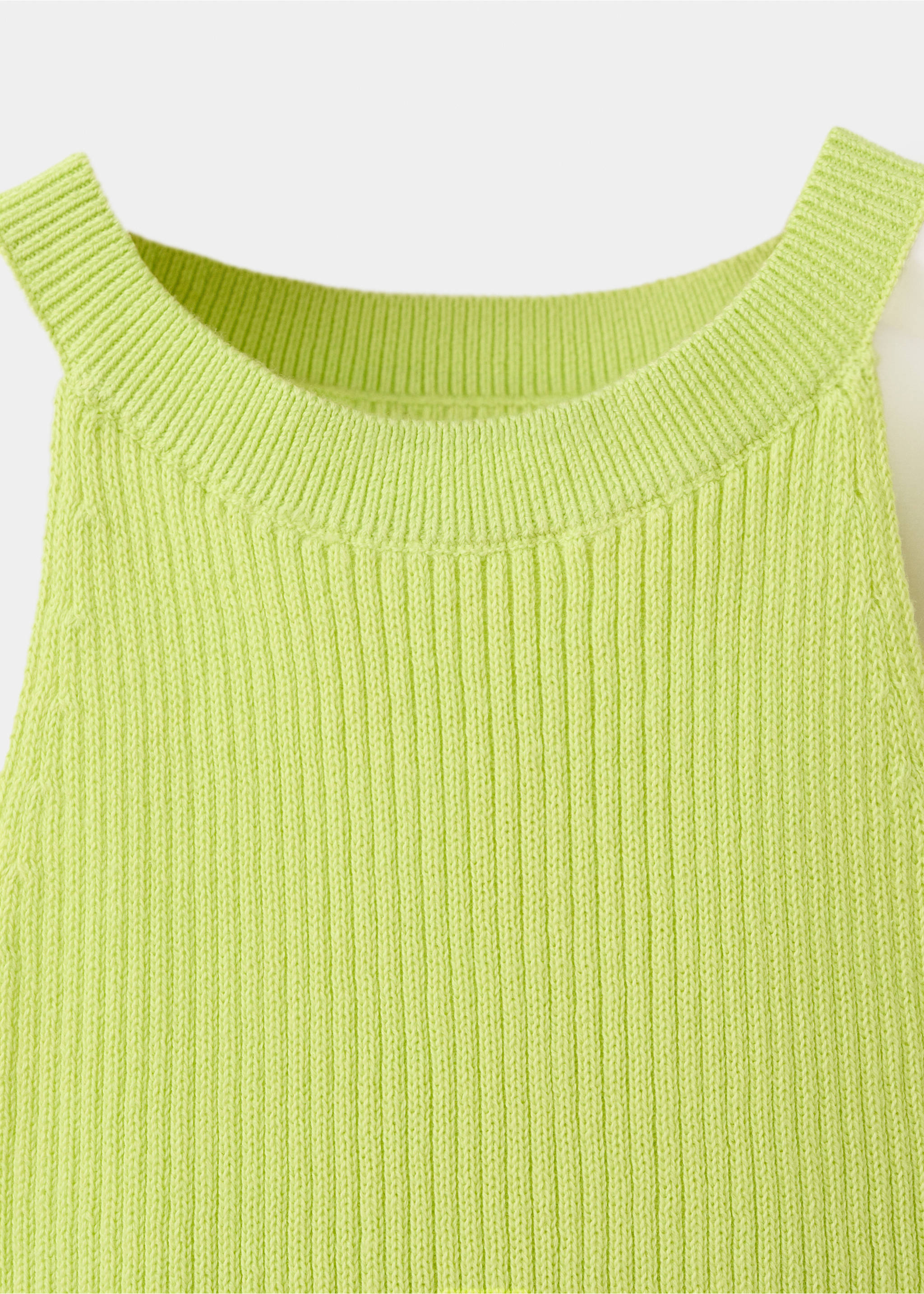 Ribbed halter top - Details of the article 8, Neon Yellow. Ref: 37051343-00.