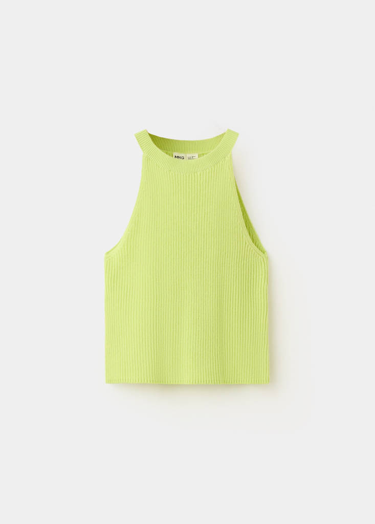 Ribbed halter top — Neon Yellow