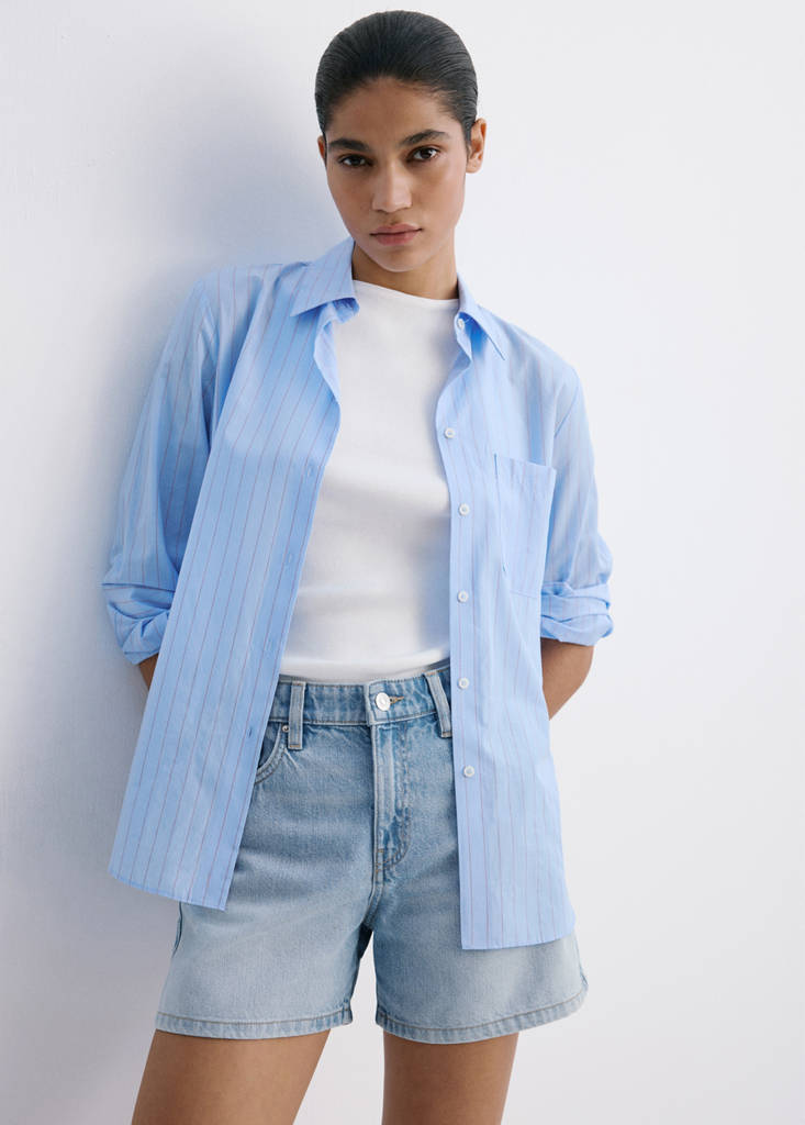 Straight-fit denim shorts — Light Blue