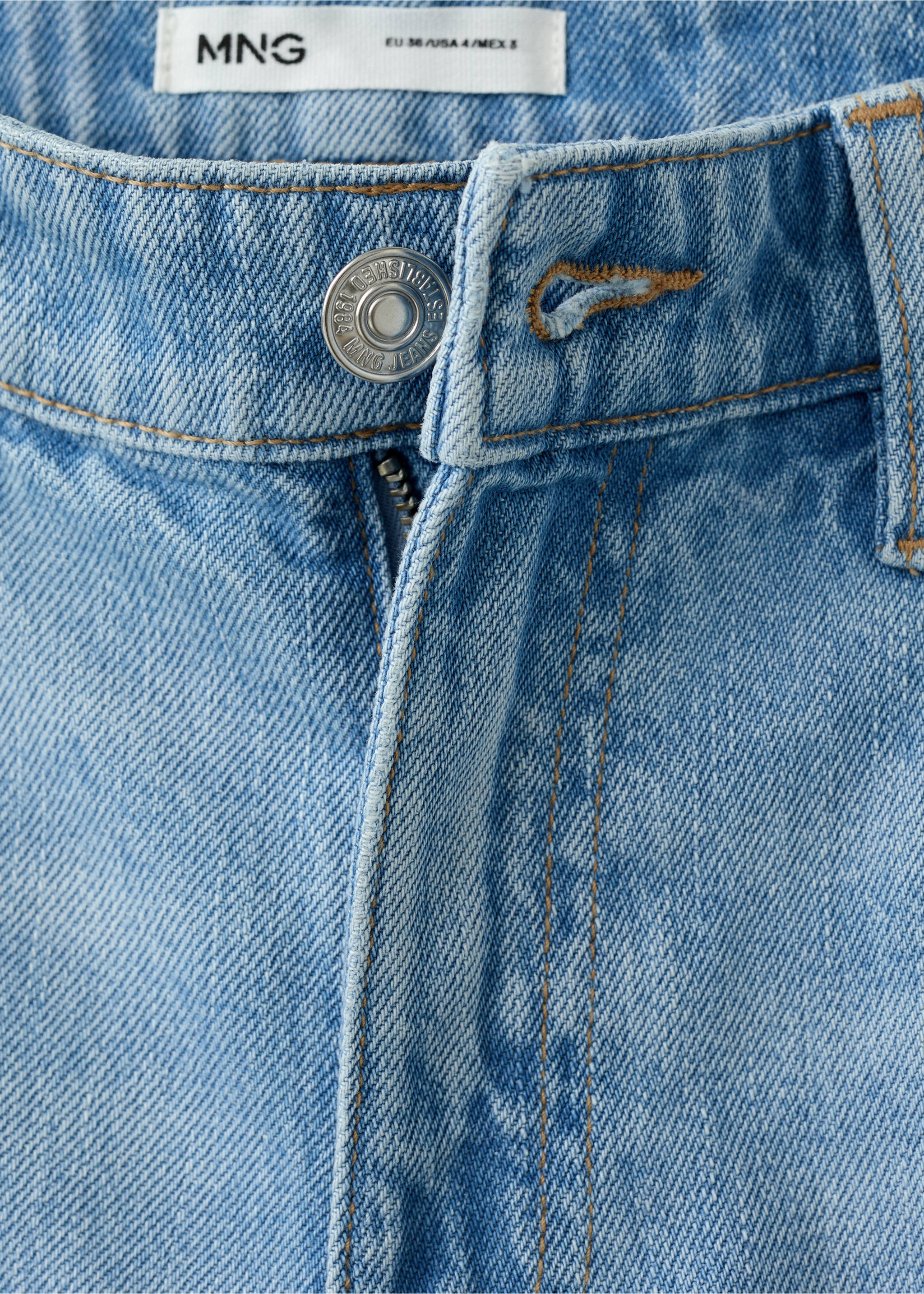 Straight-fit denim shorts - Details of the article 8, Light Blue. Ref: 37051348-00.