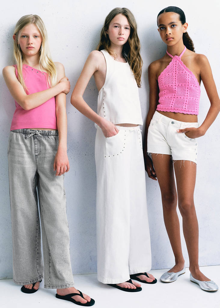 Studded long trousers — White