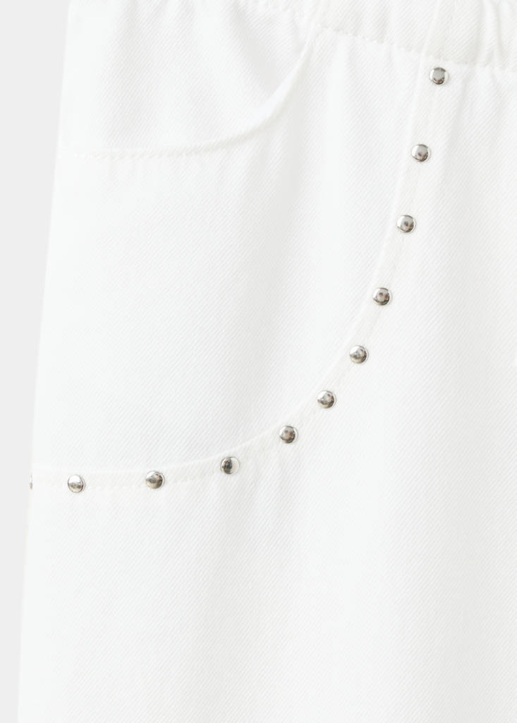 Studded long trousers — White