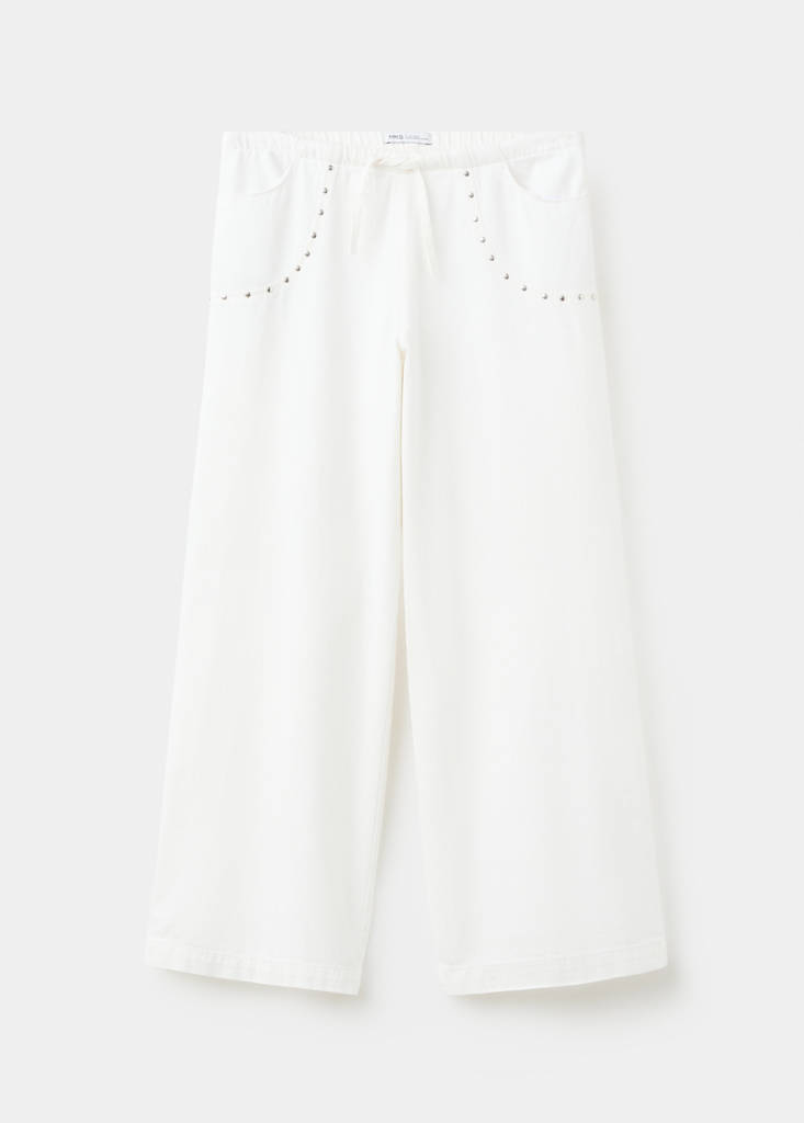 Studded long trousers — White