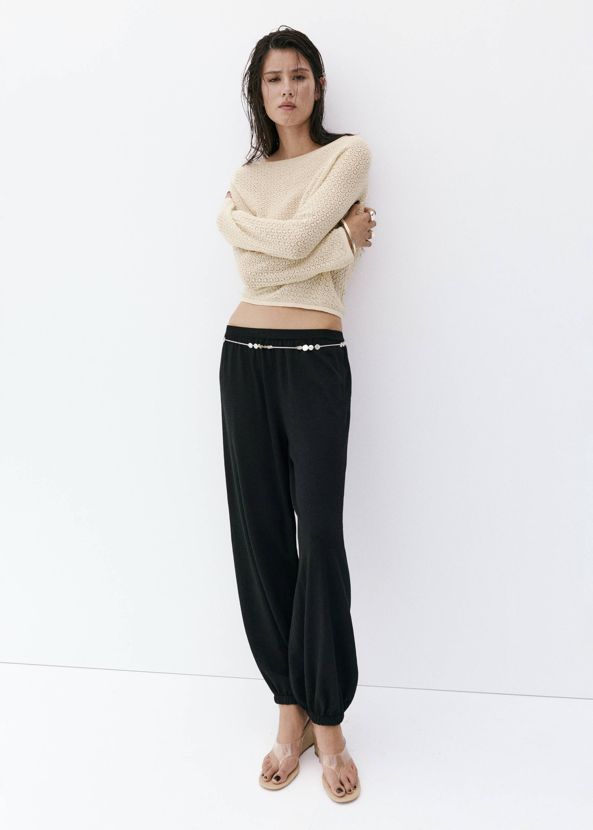 Openwork lurex knit sweater - General plane