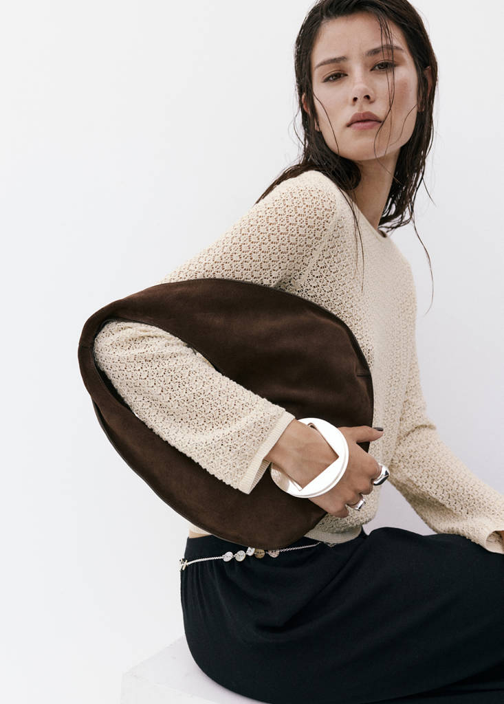 Openwork lurex knit sweater — Gold
