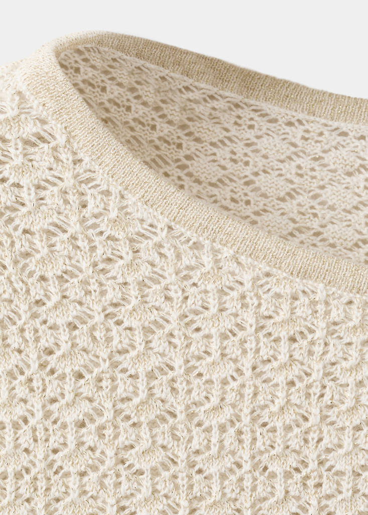 Openwork lurex knit sweater — Gold