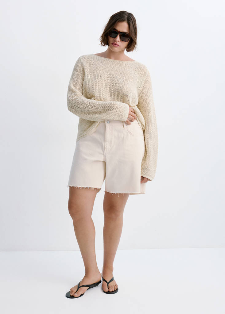 Openwork lurex knit sweater — Gold