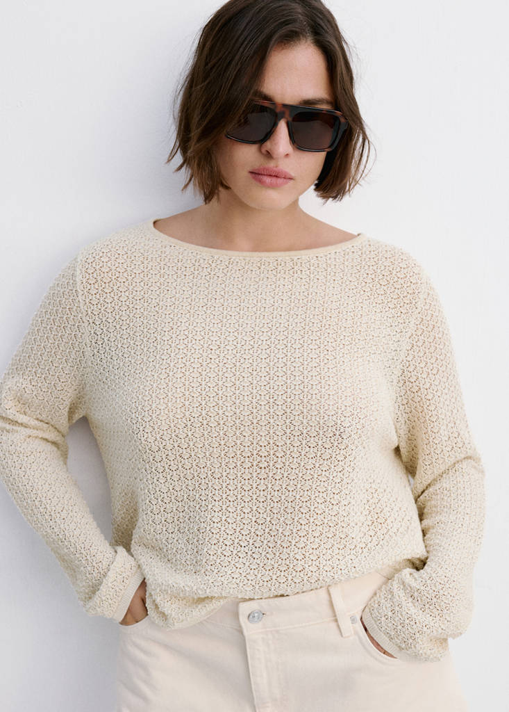 Openwork lurex knit sweater — Gold
