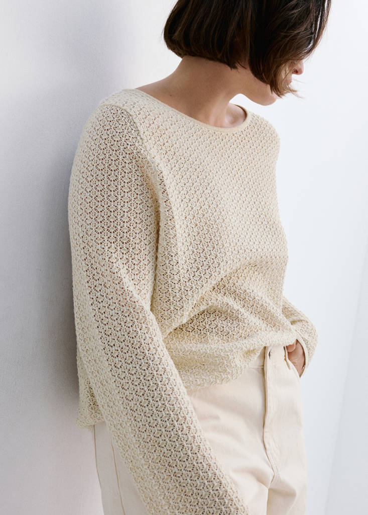 Openwork lurex knit sweater — Gold