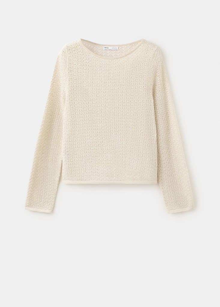 Openwork lurex knit sweater — Gold
