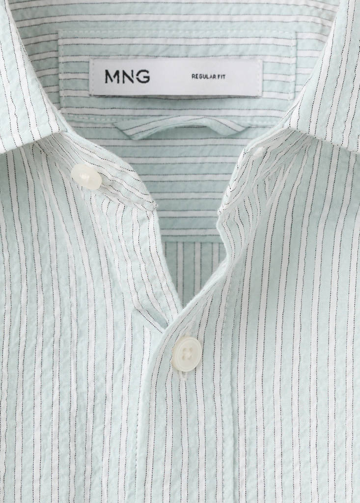 Seersucker striped texture shirt — Pastel Green