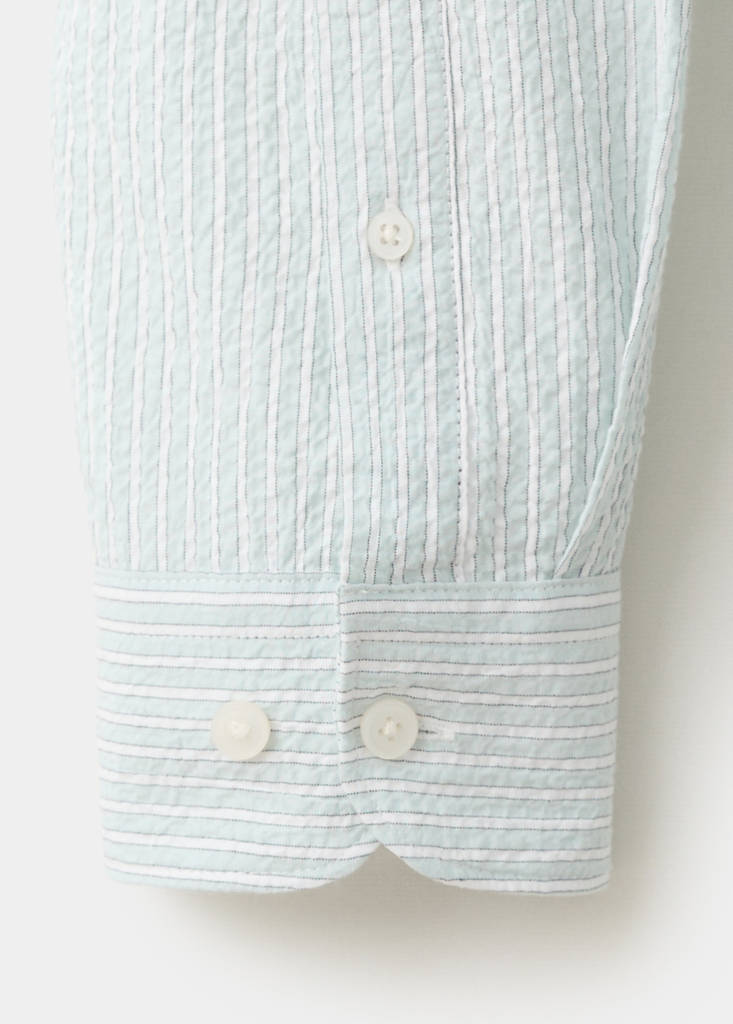 Seersucker striped texture shirt — Pastel Green