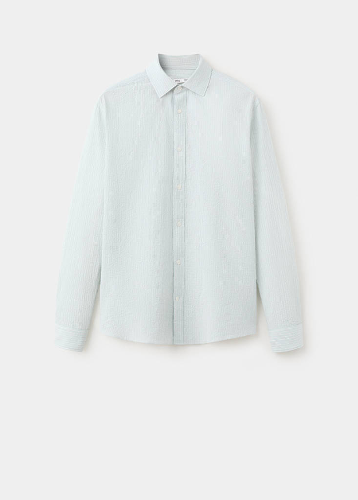 Seersucker striped texture shirt — Pastel Green