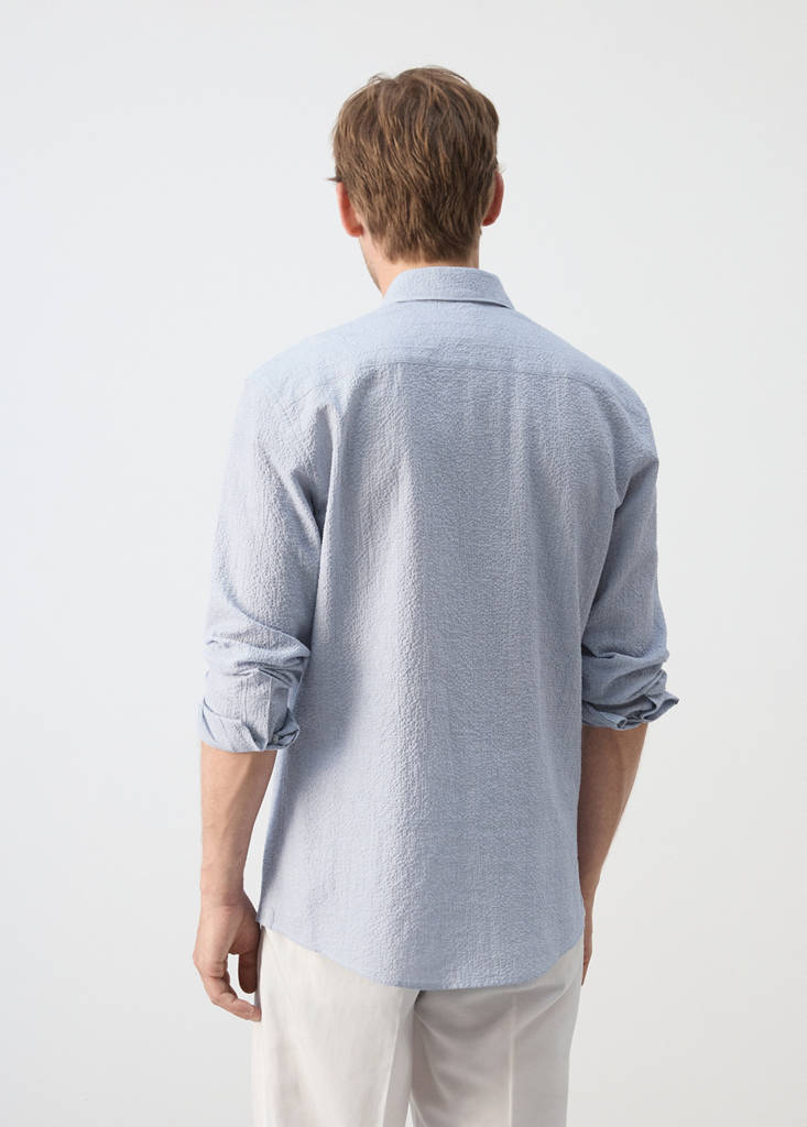 Seersucker striped texture shirt — Blue