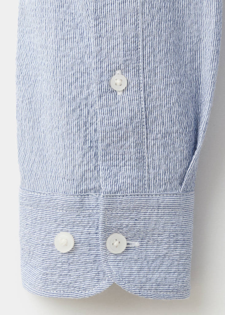 Seersucker striped texture shirt — Blue