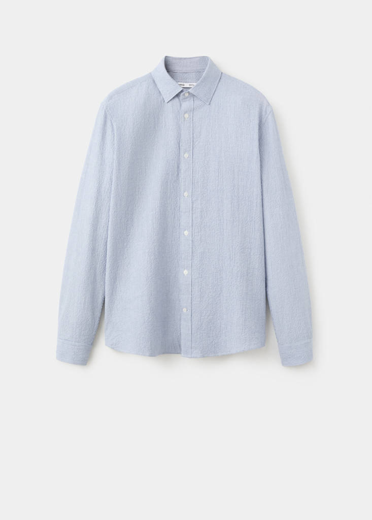 Seersucker striped texture shirt — Blue