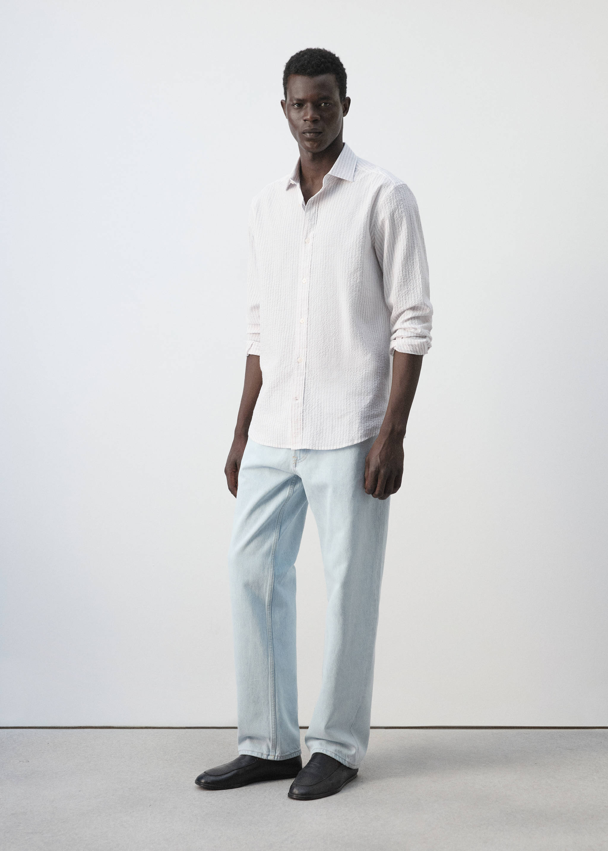 Camisa seersucker textura rayas - Plano general