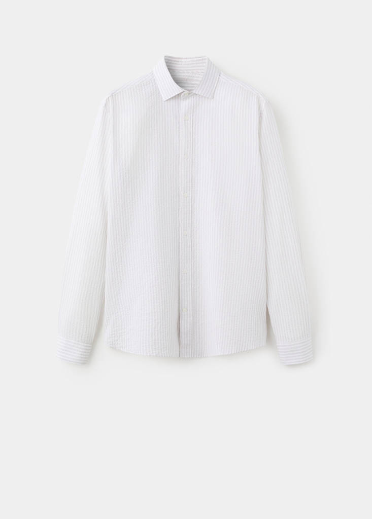 Seersucker striped texture shirt — Pale Pink