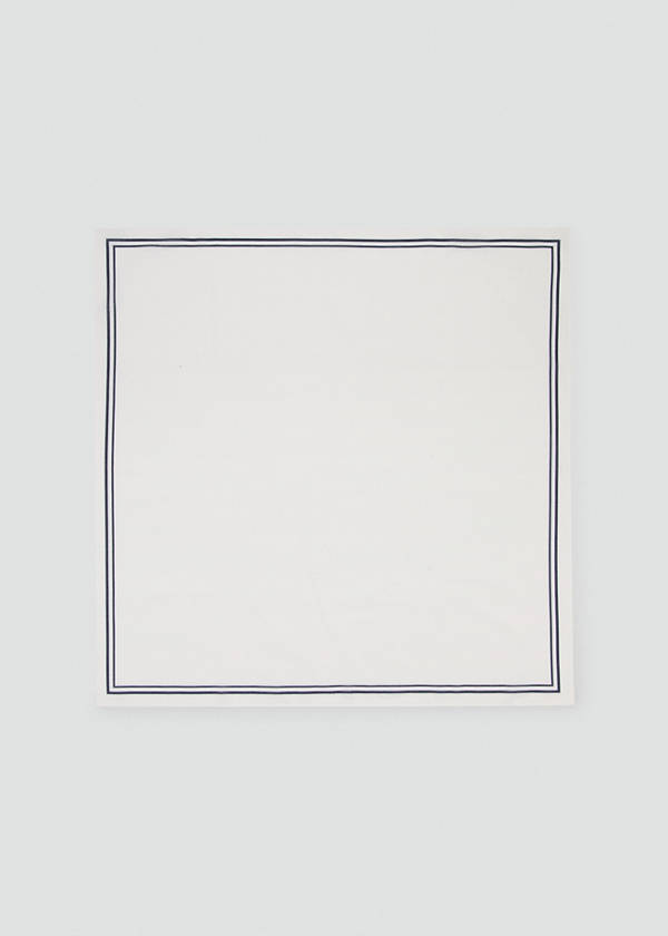 100% cotton grid handkerchief — White