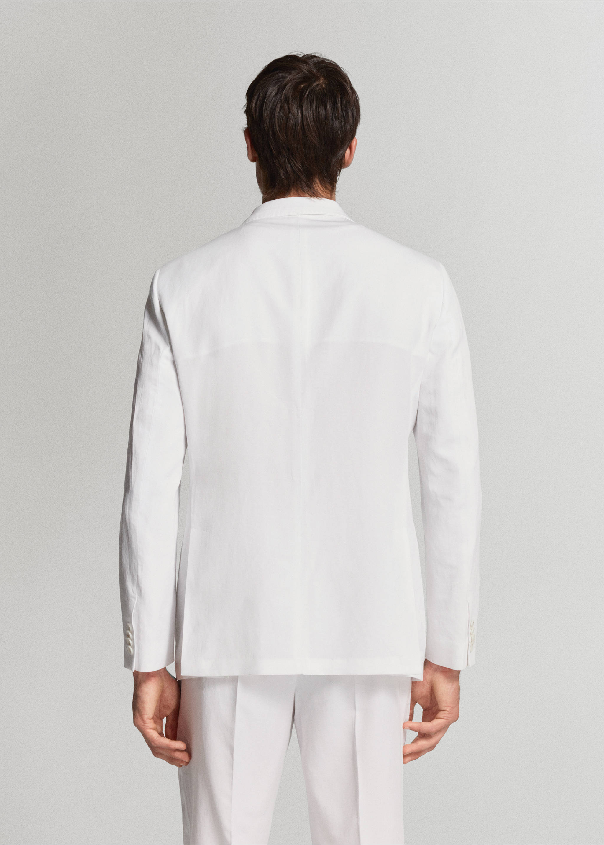 Veste costume croisée Lyocell lin - Verso de l’article, Blanc. Ref: 37051358-01.