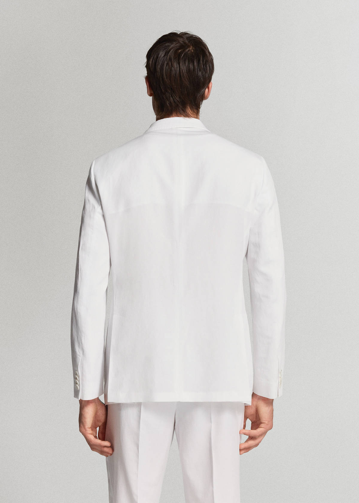 Double-breasted blazer in lyocell-linen mix — White