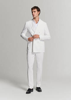 Double-breasted blazer in lyocell-linen mix — White 17