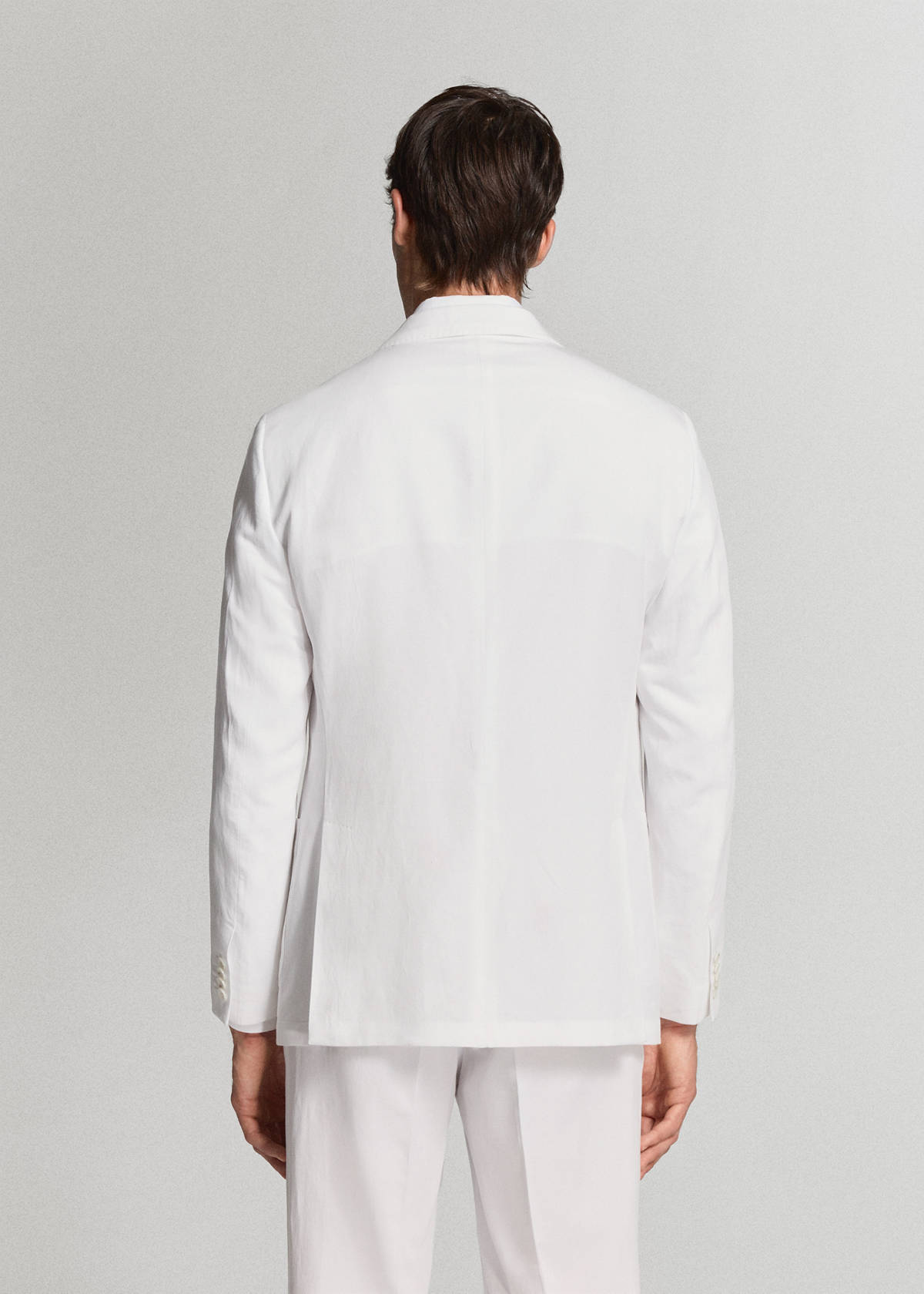 Double-breasted blazer in lyocell-linen mix — White