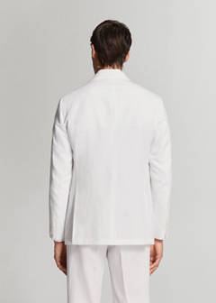 Double-breasted blazer in lyocell-linen mix — White 18
