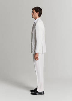 Double-breasted blazer in lyocell-linen mix — White 20