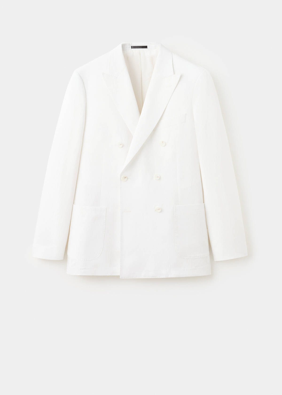 Double-breasted blazer in lyocell-linen mix — White