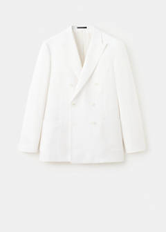 Double-breasted blazer in lyocell-linen mix — White 8