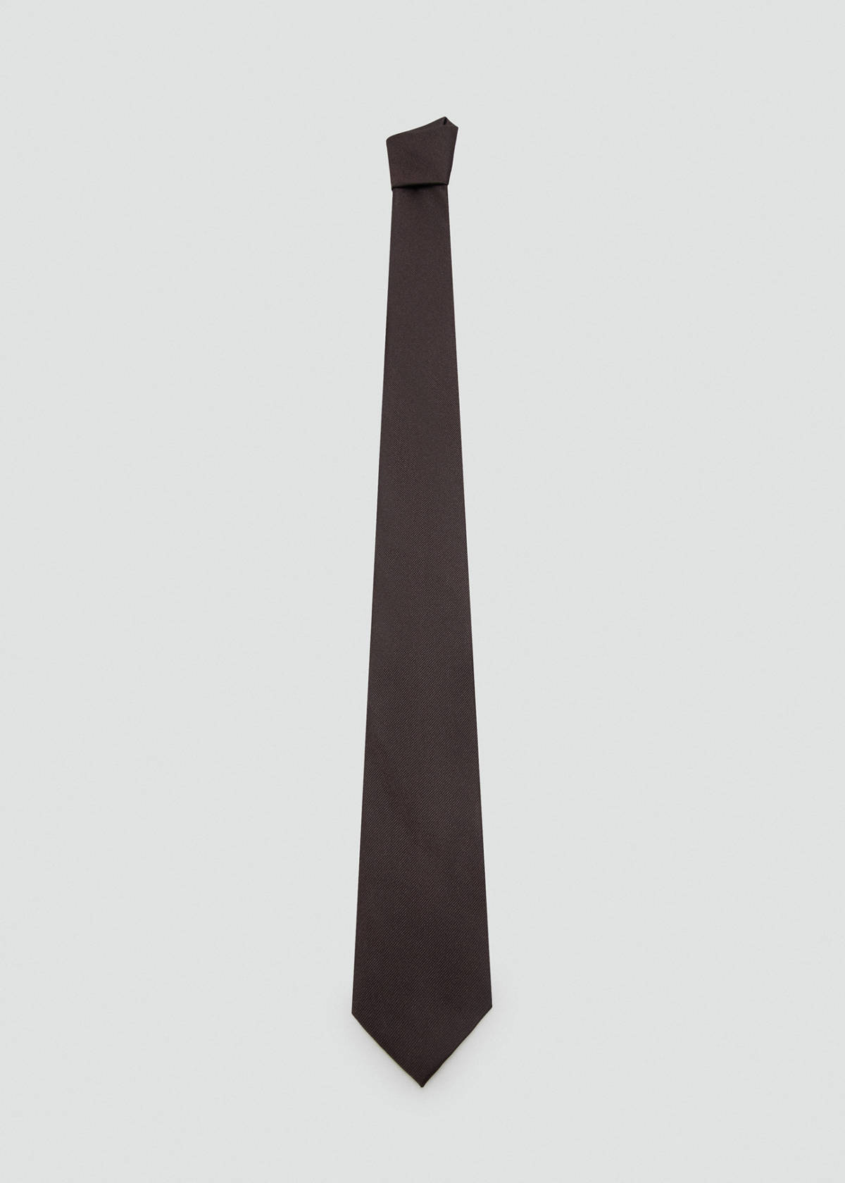 Plain silk tie — Brown