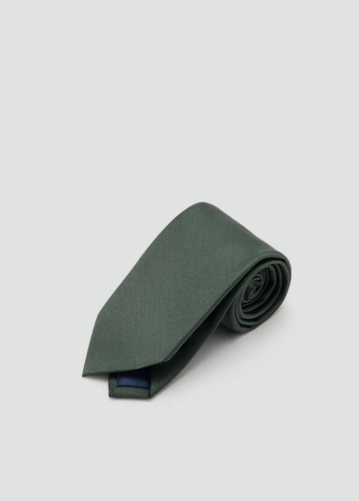 Plain silk tie — Green