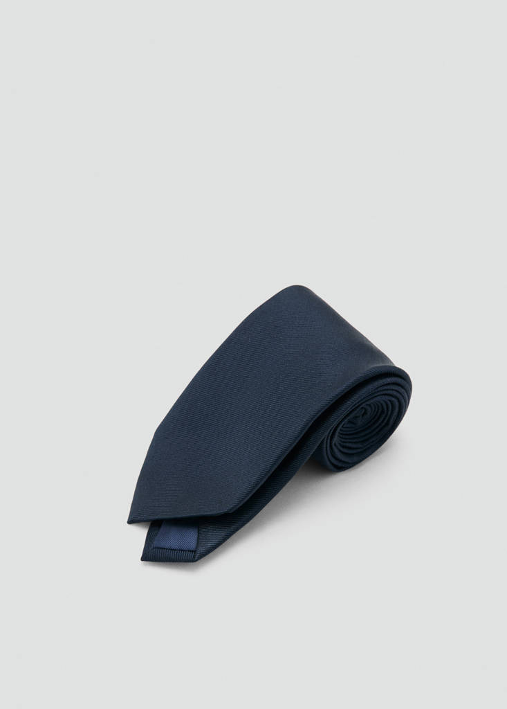 Plain silk tie — Navy