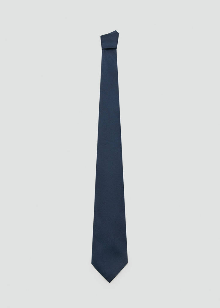 Plain silk tie — Navy