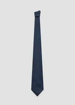 Plain silk tie — Navy 1