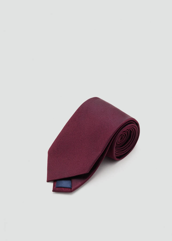 Plain silk tie — Burgundy